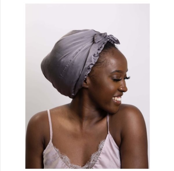 Only Curls Satin Sleep Turban - Slate Grey - Image 2